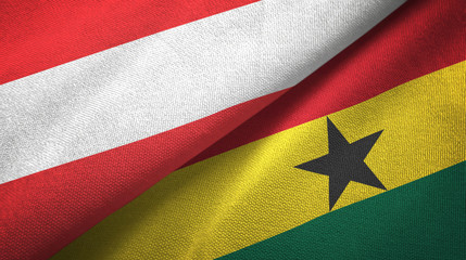 Fototapeta premium Austria and Ghana two flags textile cloth, fabric texture