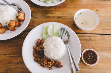 Delicious Fried Pork with Thai rice