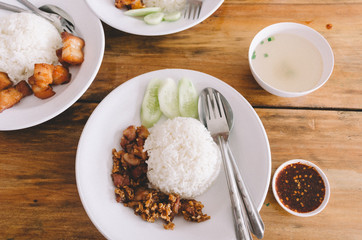Delicious Fried Pork with Thai rice