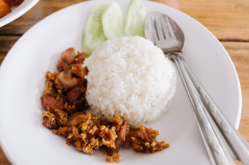 Delicious Fried Pork with Thai rice