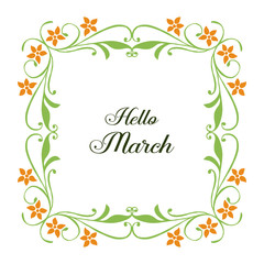 Vector illustration yellow flower frame for writing hello march