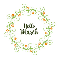 Vector illustration leaf flower frame for lettering style hello march