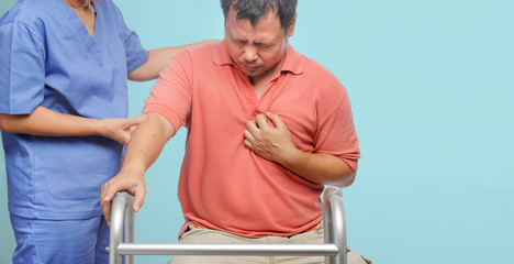 Caregiver take care  patient man ,heart disease..