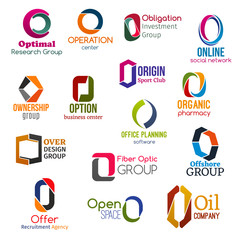 O letter corporate identity, business icons