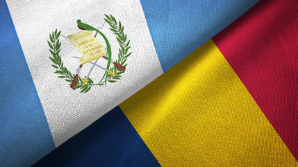 Guatemala and Chad two flags textile cloth, fabric texture