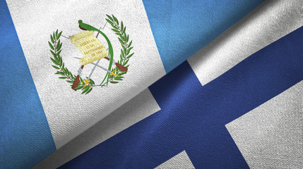 Guatemala and Finland two flags textile cloth, fabric texture