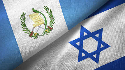 Guatemala and Israel two flags textile cloth, fabric texture