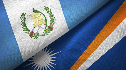 Guatemala and Marshall Islands two flags textile cloth, fabric texture