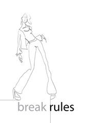 Stylish fashion models. Pretty young girls. Fashion womans Sketch