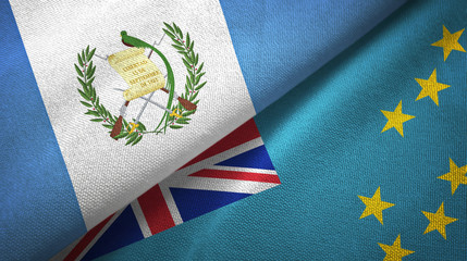 Guatemala and Tuvalu two flags textile cloth, fabric texture