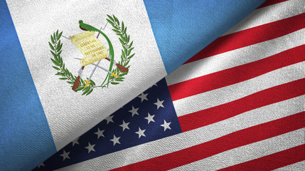 Guatemala and United States two flags textile cloth, fabric texture