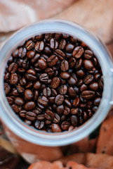 Roasted coffee bean in Nice Glass Jar