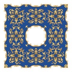 Golden baroque frame. Square compozition with golden elements