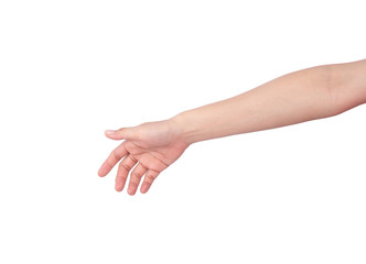 hands before handshake, isolated on white background
