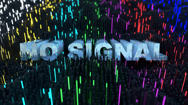 No Signal Text And Glowing SMPTE Color Bars 3D Rendering Illustration