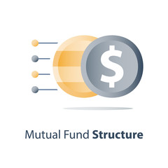 Asset diversification, investment fund structure, mutual fund concept, financial solution, capital distribution