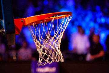 basketball hoop in red neon lights - game day