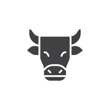 Horned cow vector icon. filled flat sign for mobile concept and web design. Cow glyph icon. Dairy product symbol, logo illustration. Pixel perfect vector graphics