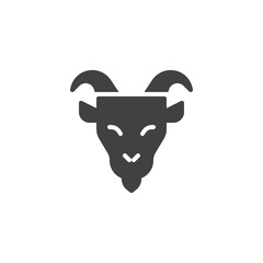 Horned goat vector icon. filled flat sign for mobile concept and web design. Goat animal glyph icon. Symbol, logo illustration. Pixel perfect vector graphics
