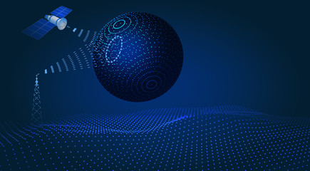 Communication, navigation, satellite control, hud design, hologram of the globe. illustration