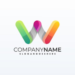 W letter shape elements vector Template