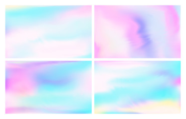 Iridescent holographic foil. Fantasy pastels sky, iridescent rainbows opal and magic colorful wallpaper vector illustration background © Tartila