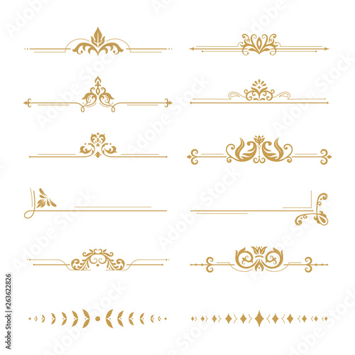 "Elegant damask dividers. Vintage boutique flower divider, gold floral