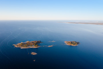 Islands of the Baltic Sea. View from above. Spring morning