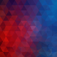 Triangle vector background. Can be used in cover design, book design, website background. Vector illustration. Red, blue colors.