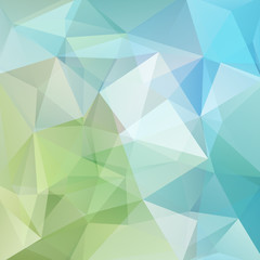 Polygonal vector background. Can be used in cover design, book design, website background. Vector illustration. Pastel green, blue, white colors.