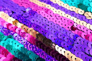 Sequins background.sequins striped fabric in cold tones.Texture scales with Sequins...