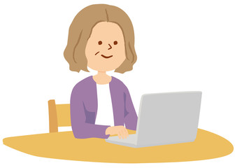 ノートパソコン　シニア　女性