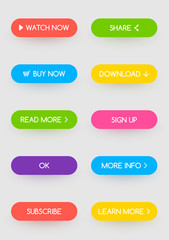 Set of isolated colorful web icons or buttons for website.