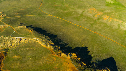 Unusual landscape. Mountain Big Bogdo in the Astrakhan region, Russia. Sacred place for practicing Buddhism.