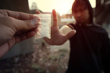Concept: Asian man rejected drugs.