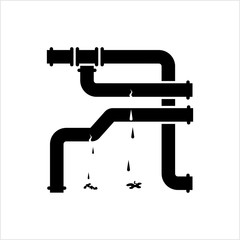 Broken Pipe Icon, Leakage In Pipe