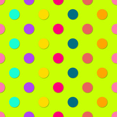Polka dots colorfull seamless pattern. 3d vector background. Retro style print.