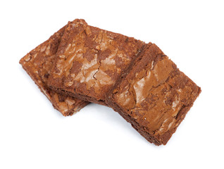 Group of tasty chocolate brownies pies isolated