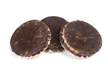Heap of round chocolate cookies