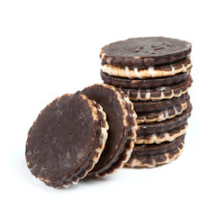 Heap of round chocolate cookies