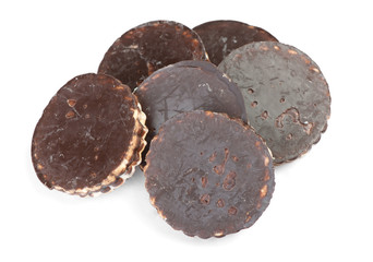 Heap of round chocolate cookies