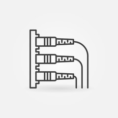 Optical fiber connectors vector concept linear icon or design element