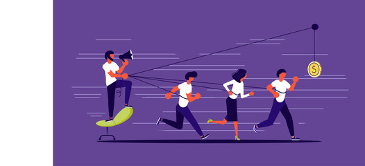 Concept of Boss use worker as slavery