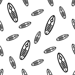 Surfboard Icon Seamless Pattern, Surf Board Icon, Water Sport Icon