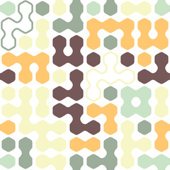 Geometric colored hexagon forms  seamless pattern