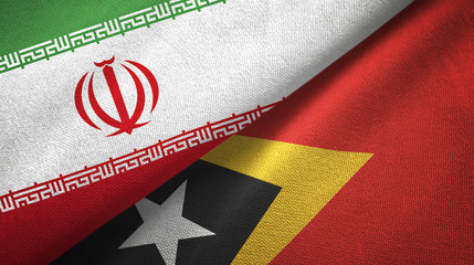 Iran and Timor-Leste East Timor two flags textile cloth, fabric texture