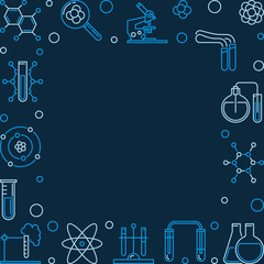 Chemistry vector creative square background with chemical linear icons and empty space for text