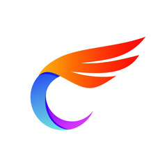 Obraz premium Letter C Wing Logo Vector
