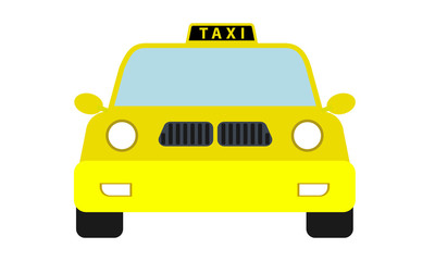 Modern taxi Car emoji with front view. Cartoon style vector illustration.