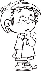 The child puts his finger in his mouth